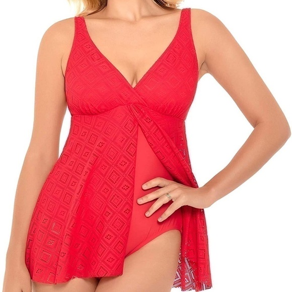 Nwt Coral 16 Swim Solutions flyaway crochet tummy control - Picture 9 of 12